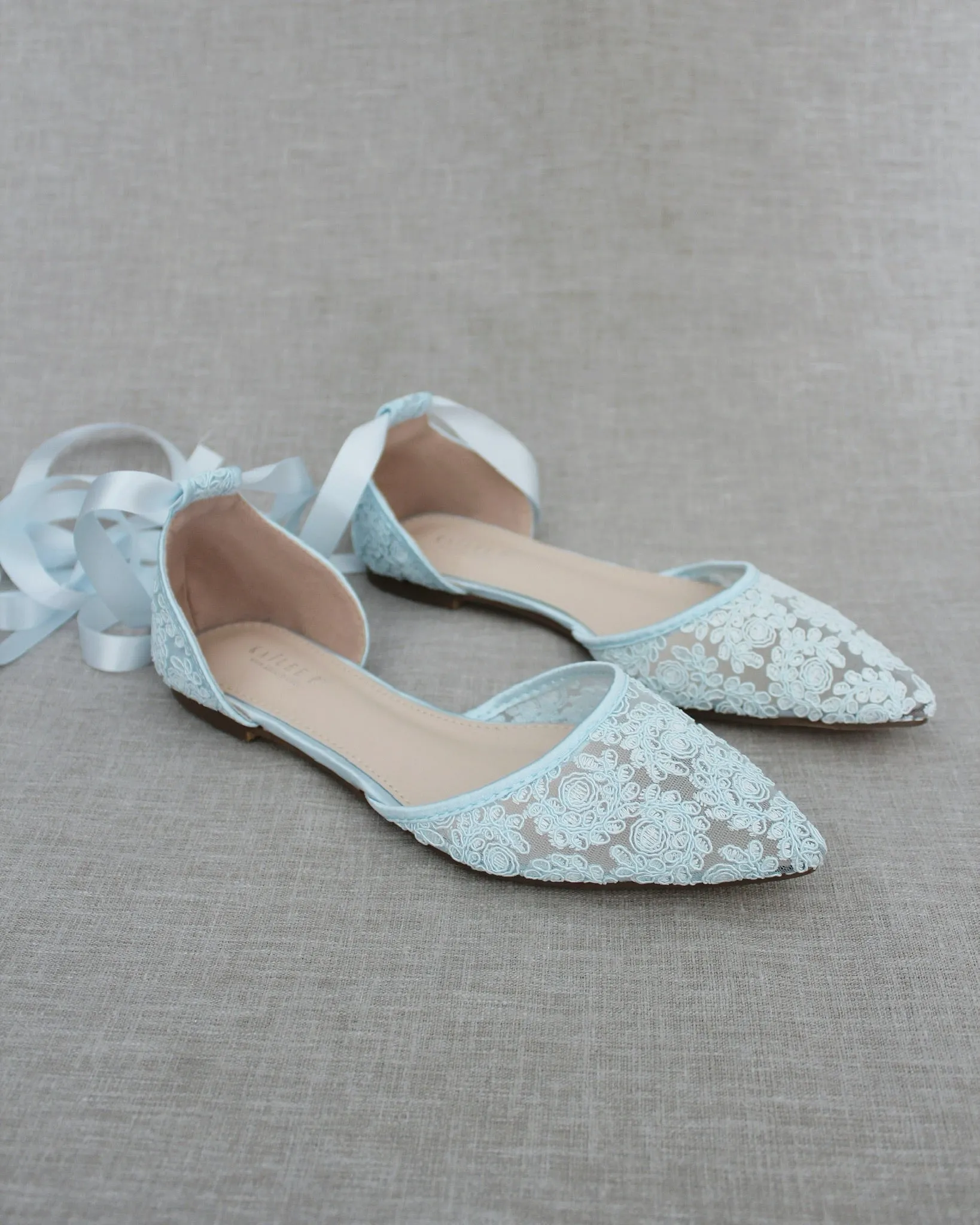 Crochet Lace Pointy Toe with Ankle Tie or Ballerina Lace Up