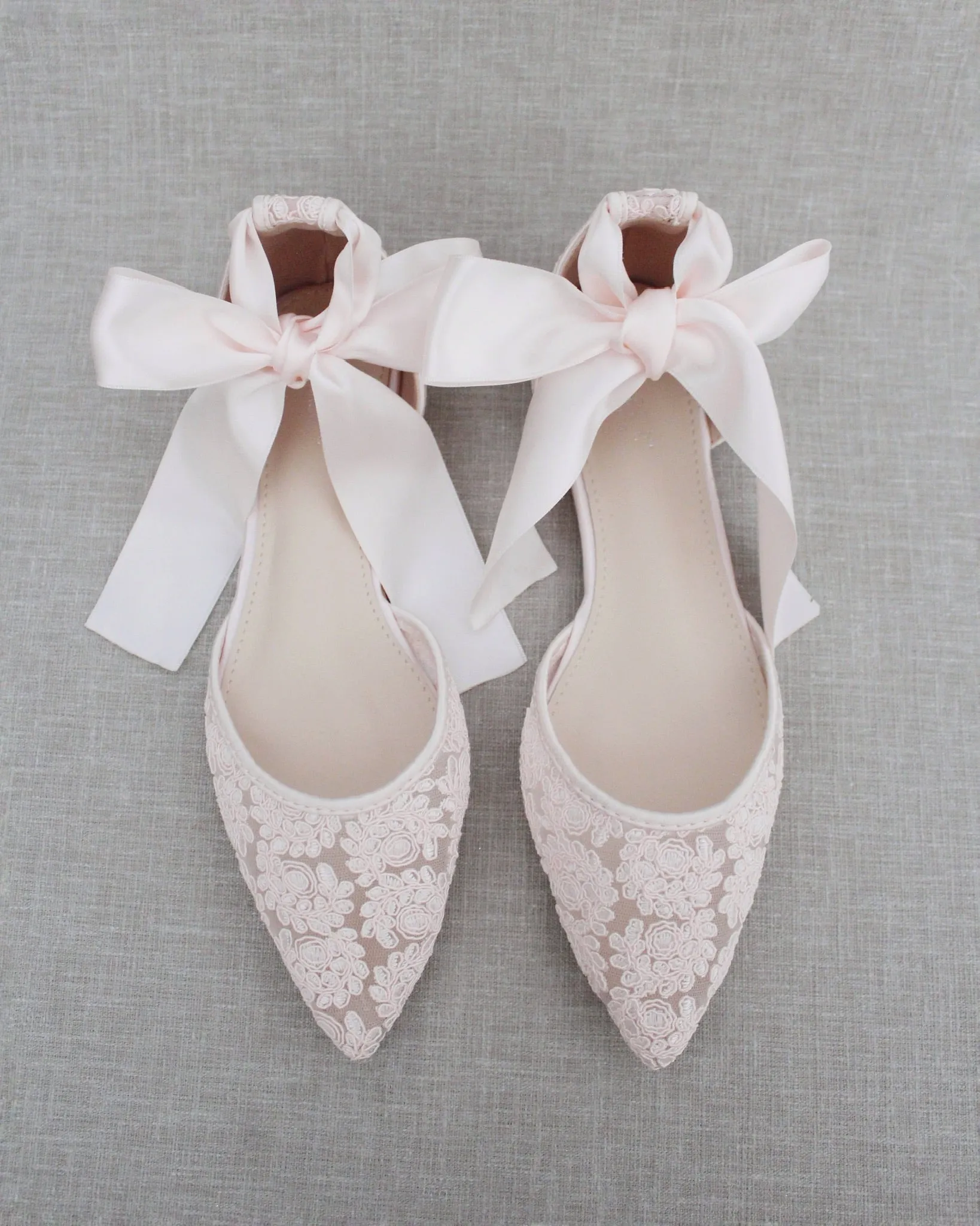 Crochet Lace Pointy Toe with Ankle Tie or Ballerina Lace Up
