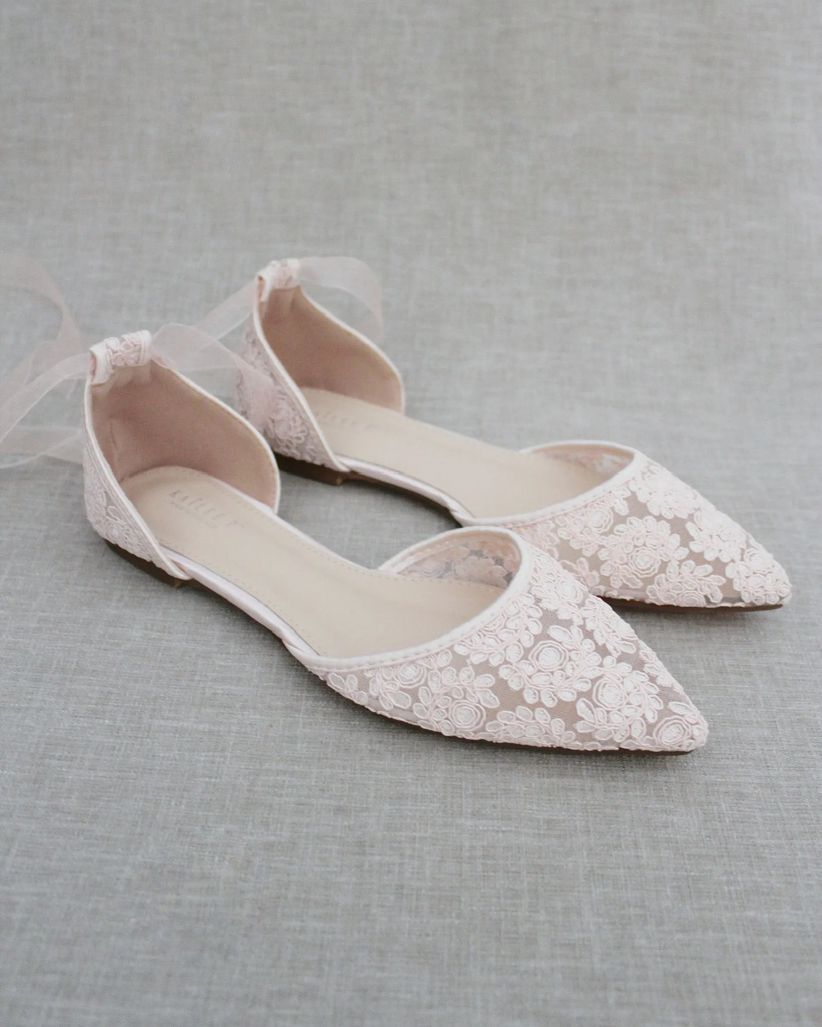 Crochet Lace Pointy Toe with Ankle Tie or Ballerina Lace Up
