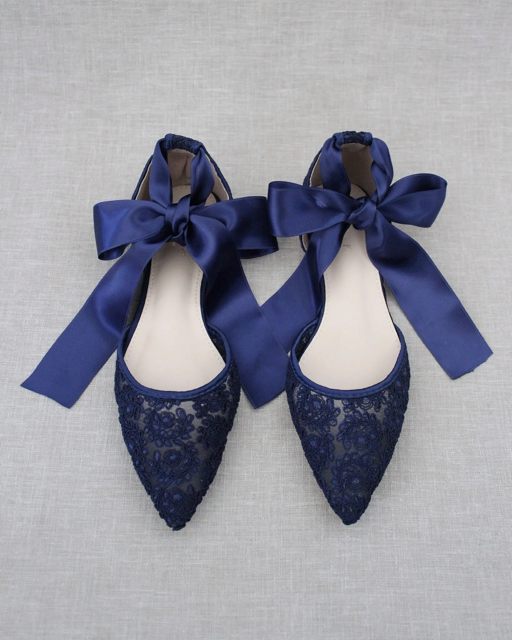 Crochet Lace Pointy Toe with Ankle Tie or Ballerina Lace Up