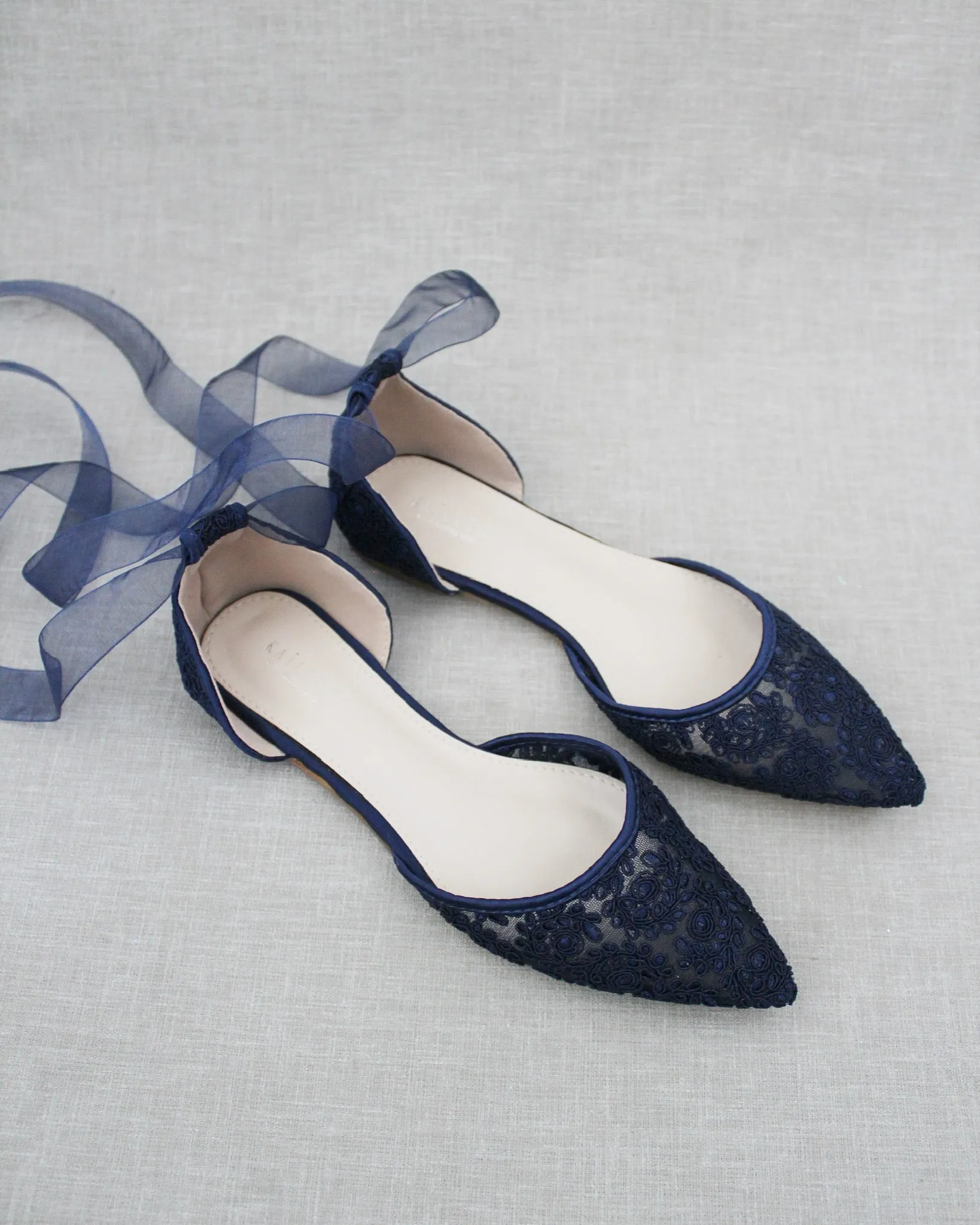 Crochet Lace Pointy Toe with Ankle Tie or Ballerina Lace Up