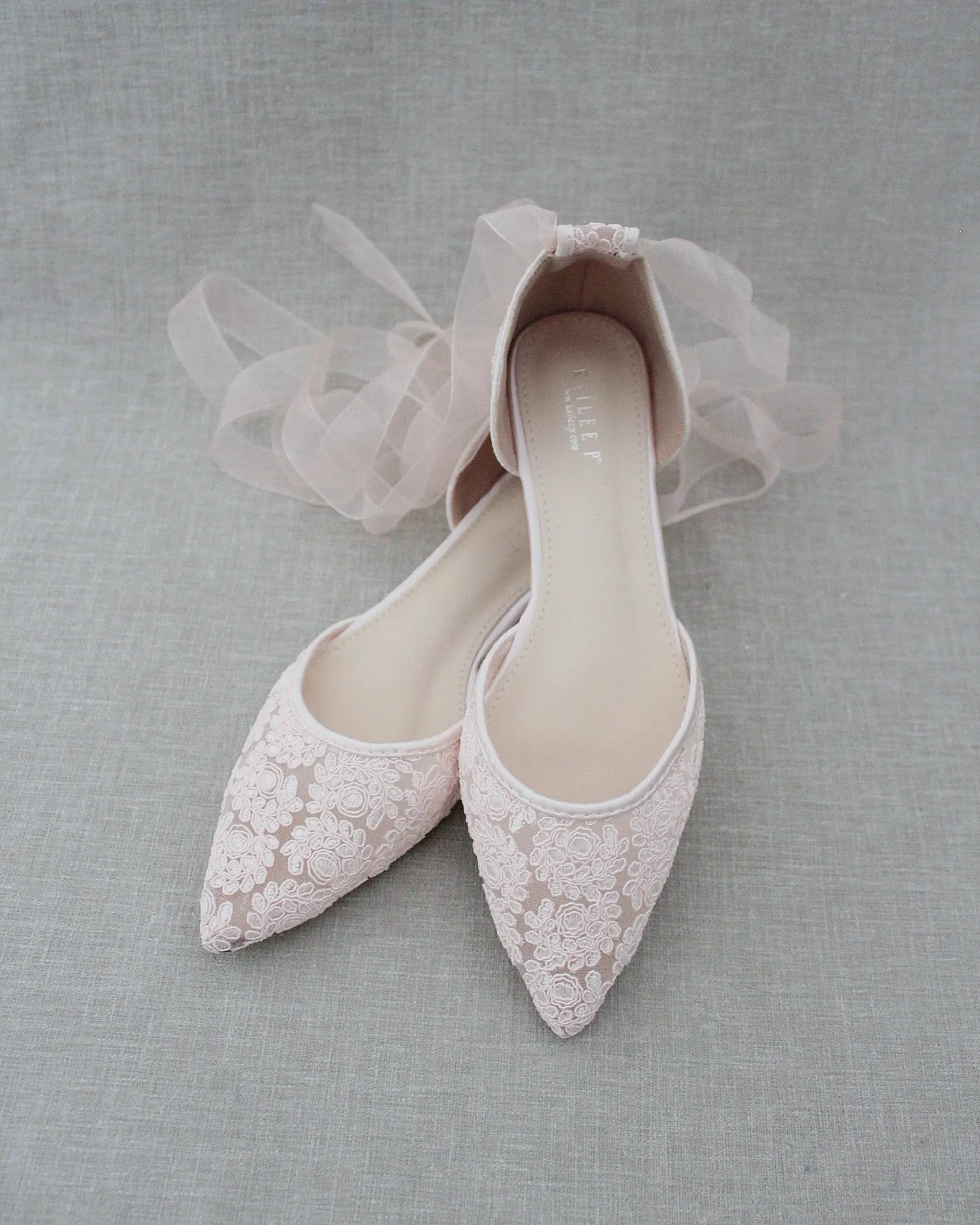 Crochet Lace Pointy Toe with Ankle Tie or Ballerina Lace Up