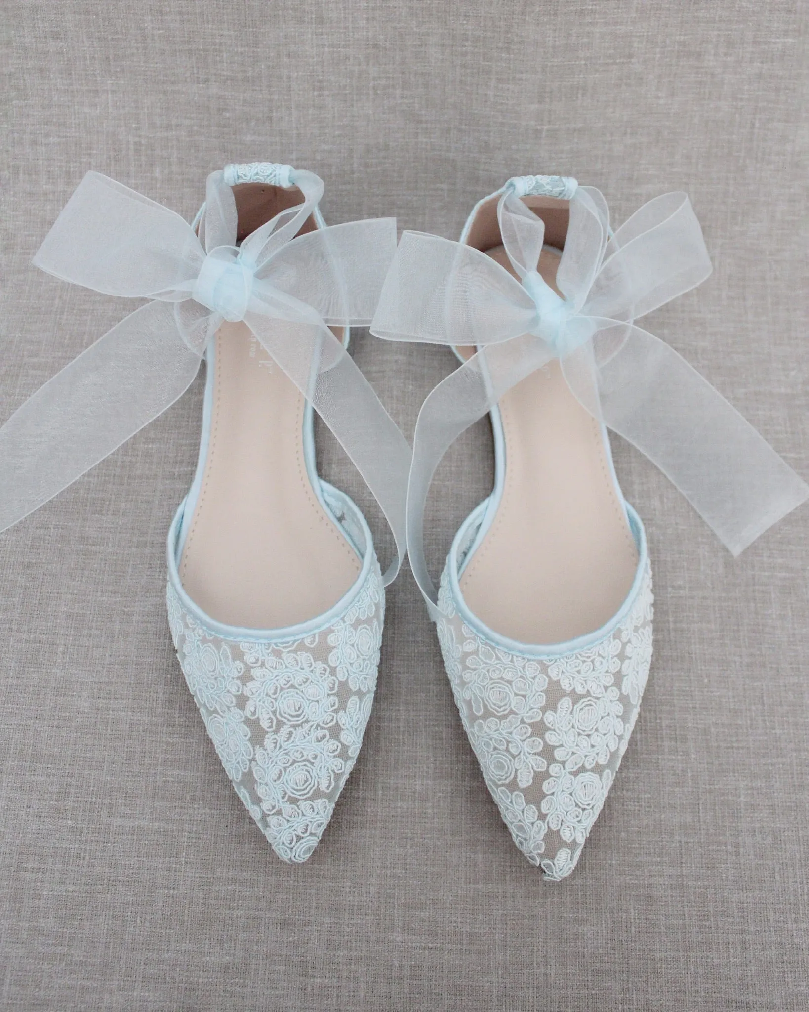Crochet Lace Pointy Toe with Ankle Tie or Ballerina Lace Up