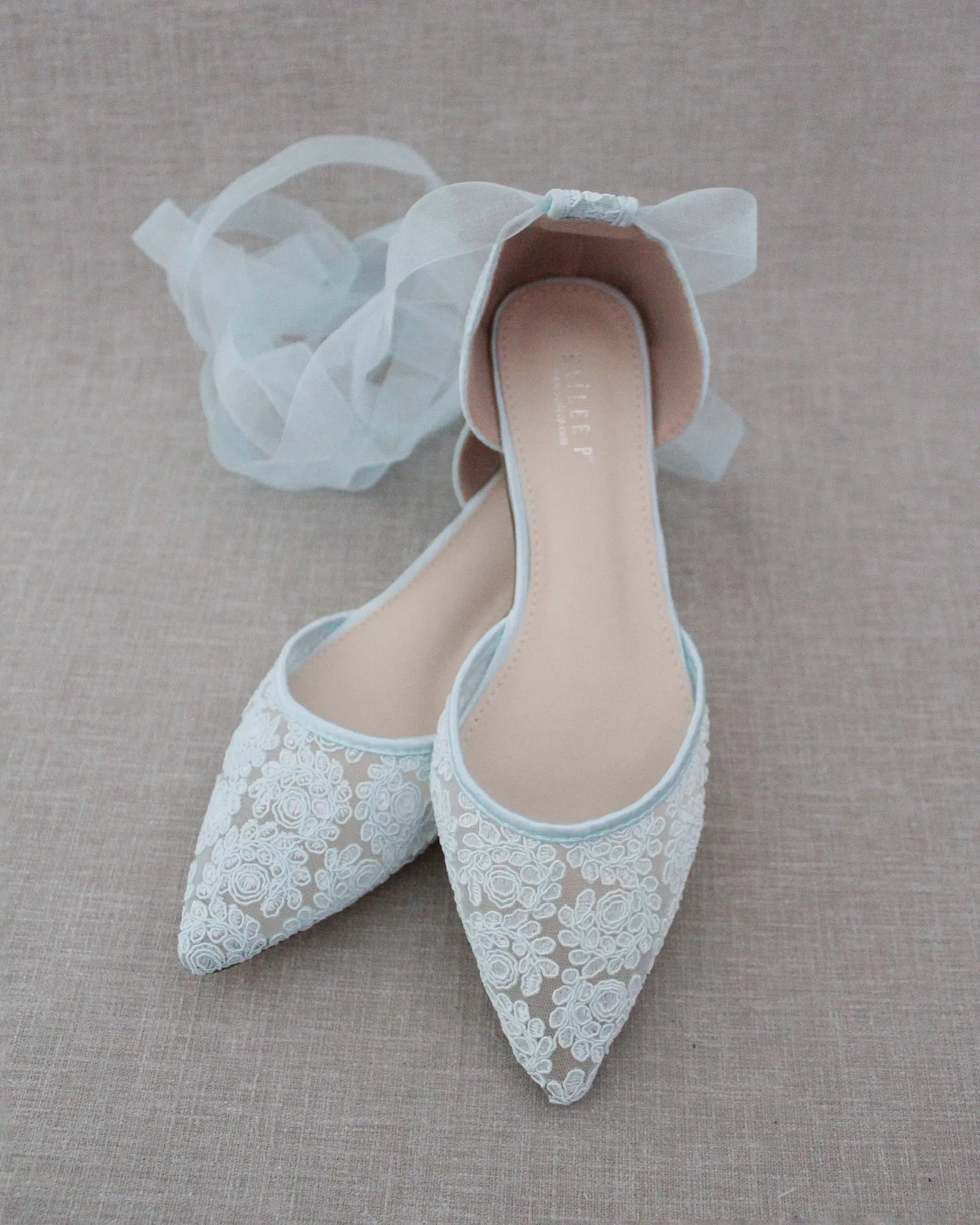 Crochet Lace Pointy Toe with Ankle Tie or Ballerina Lace Up