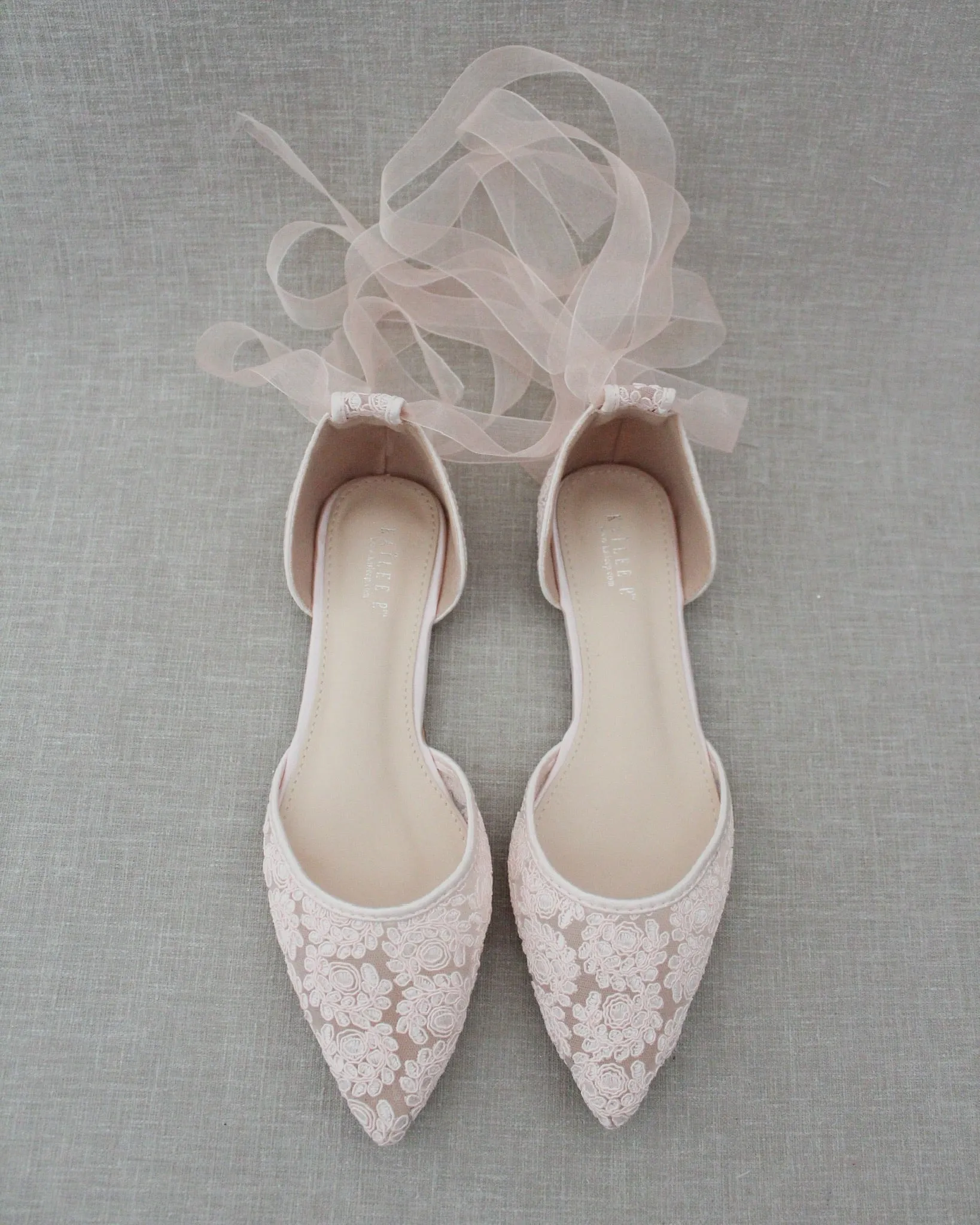 Crochet Lace Pointy Toe with Ankle Tie or Ballerina Lace Up