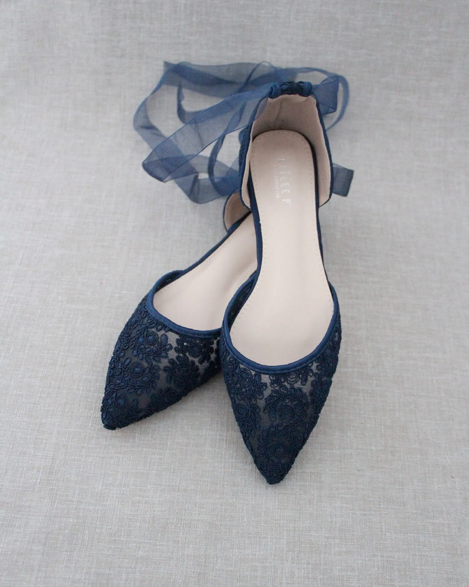 Crochet Lace Pointy Toe with Ankle Tie or Ballerina Lace Up