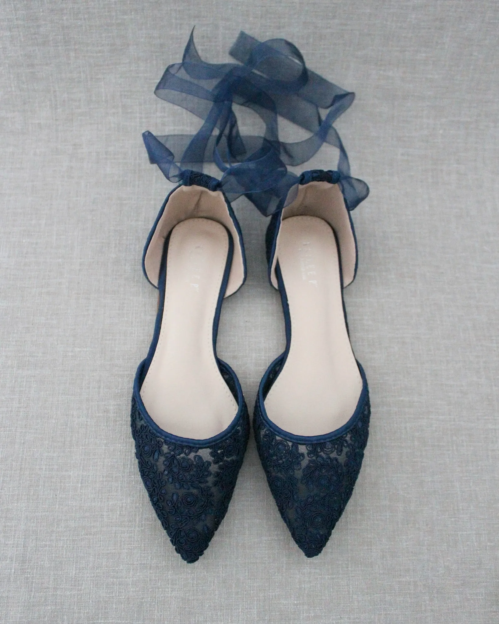Crochet Lace Pointy Toe with Ankle Tie or Ballerina Lace Up