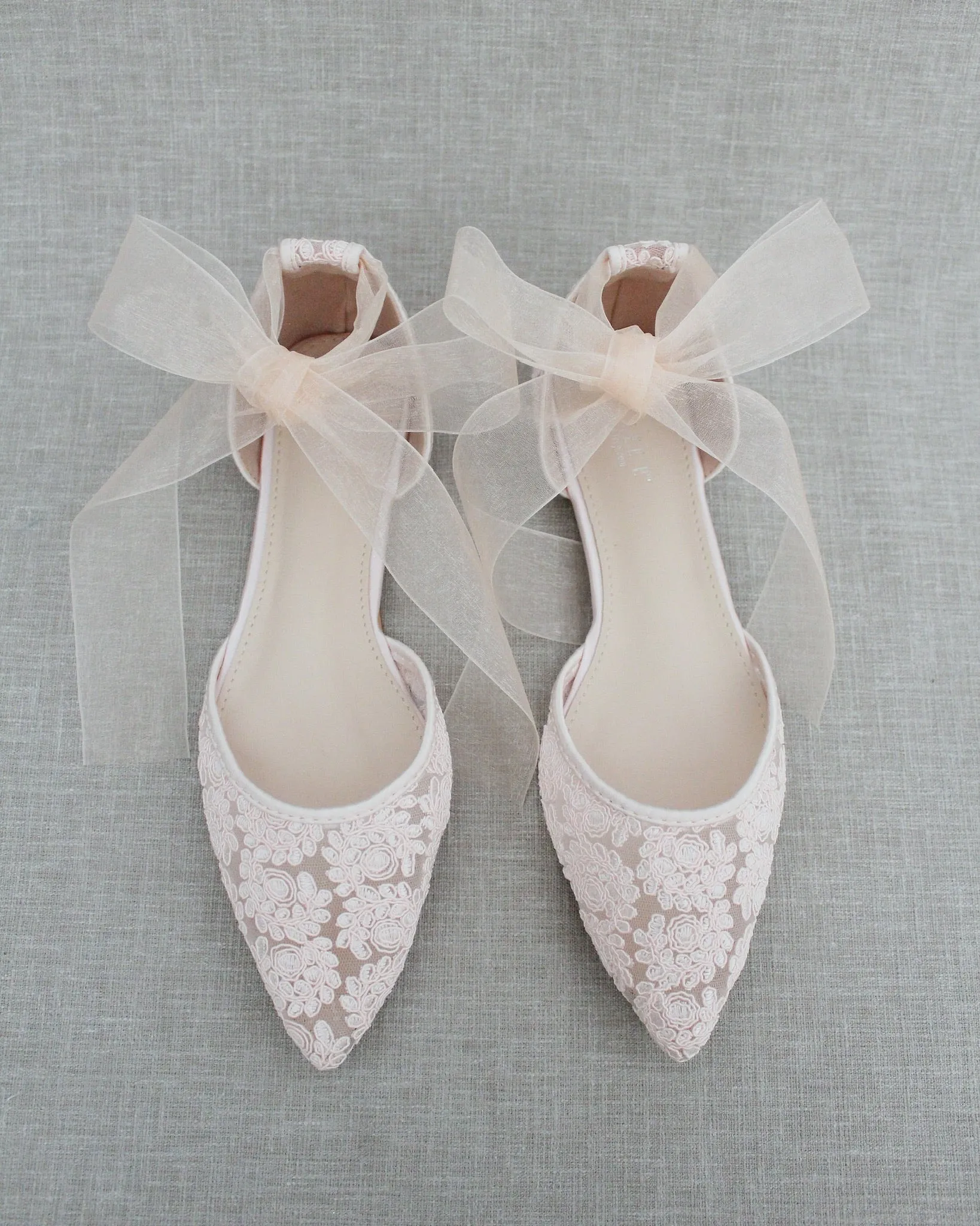 Crochet Lace Pointy Toe with Ankle Tie or Ballerina Lace Up