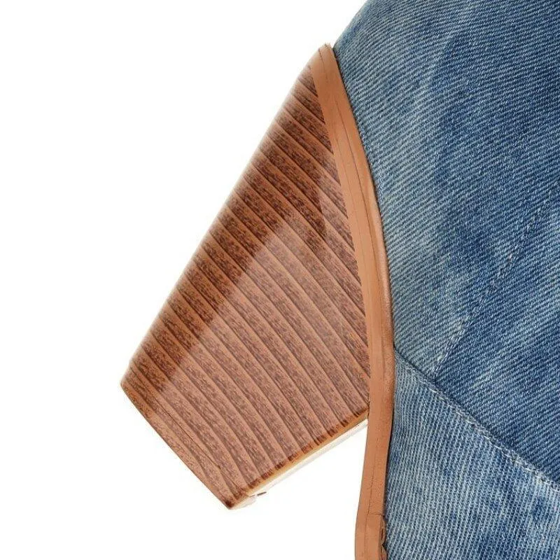 Dolly Denim Western Knee High Boots