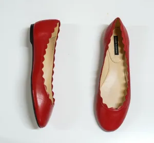 Fabio Rusconi Women's Red Leather Ballerina Flats S1795