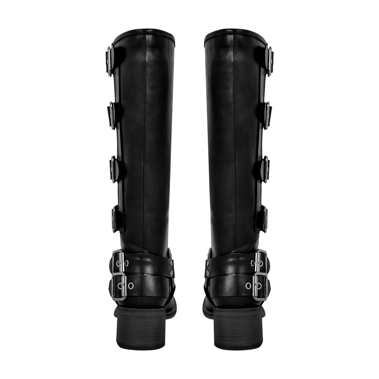 Fashion Buckle Chunky Heel Knee Boots