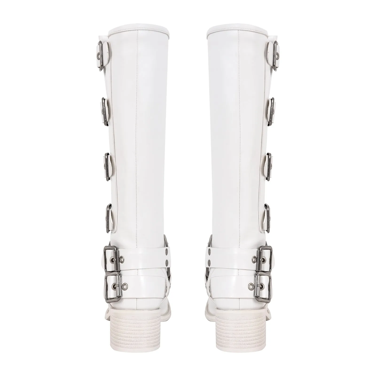 Fashion Buckle Chunky Heel Knee Boots