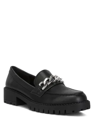 Faux Leather Chunky Loafers