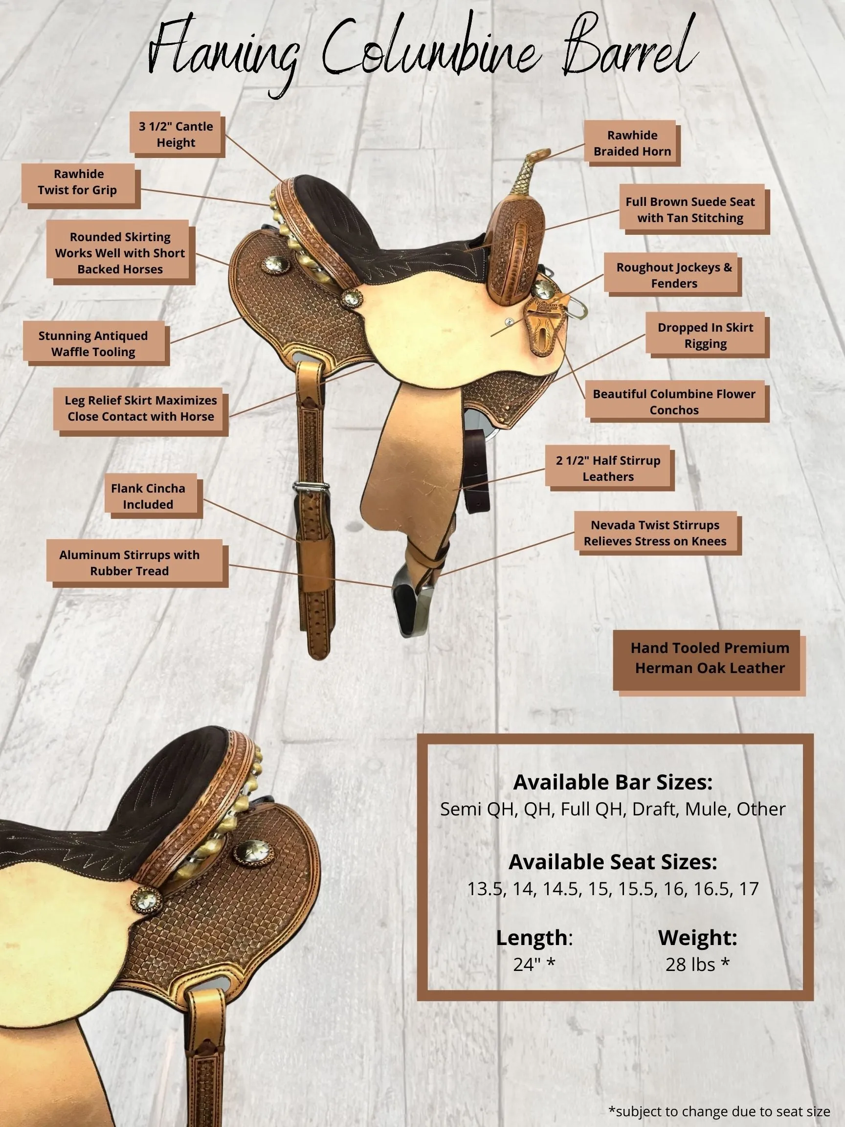 Flaming Columbine Barrel Saddle