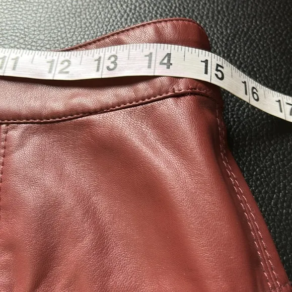 FREE PEOPLE Maisie Vegan Mini Skirt in Double Dare Burgundy Snap Front Sz 10 NEW