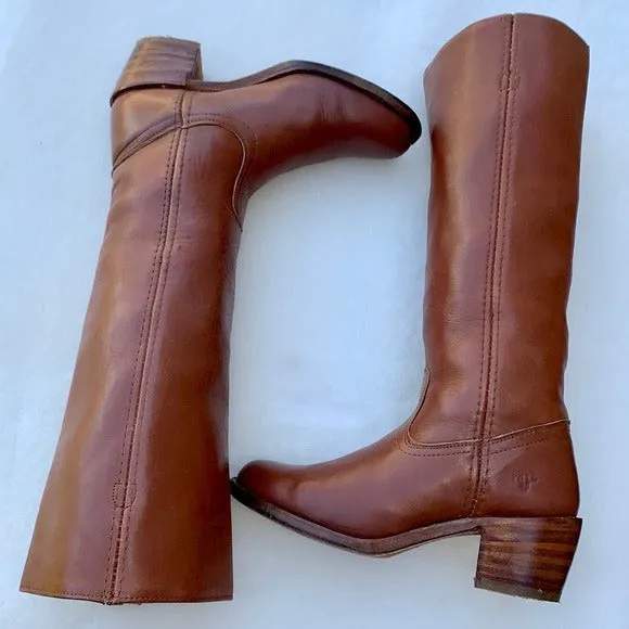 FRYE Vintage Tall Knee High Brown Leather Campus Boho Western Boots