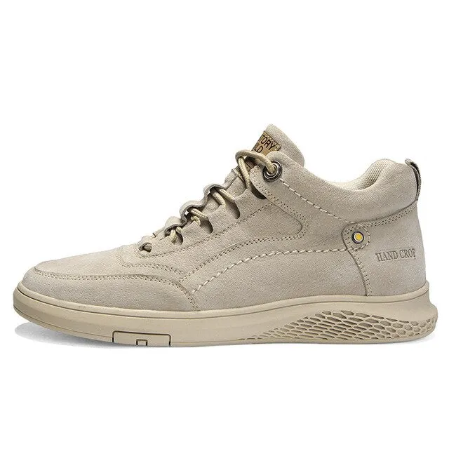 Genuine Leather Casual Shoes Men Lace Up FLats Sneakers Pigskin