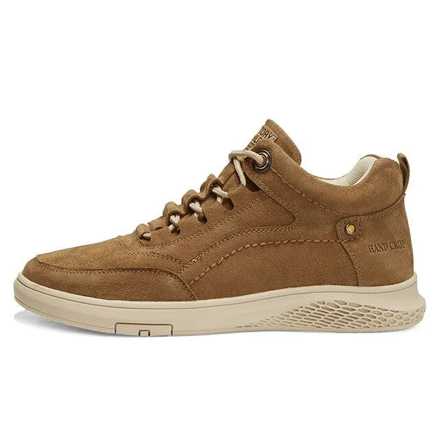 Genuine Leather Casual Shoes Men Lace Up FLats Sneakers Pigskin