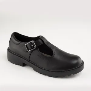Geox Casey Black Leather T-Bar Ballerina Shoe
