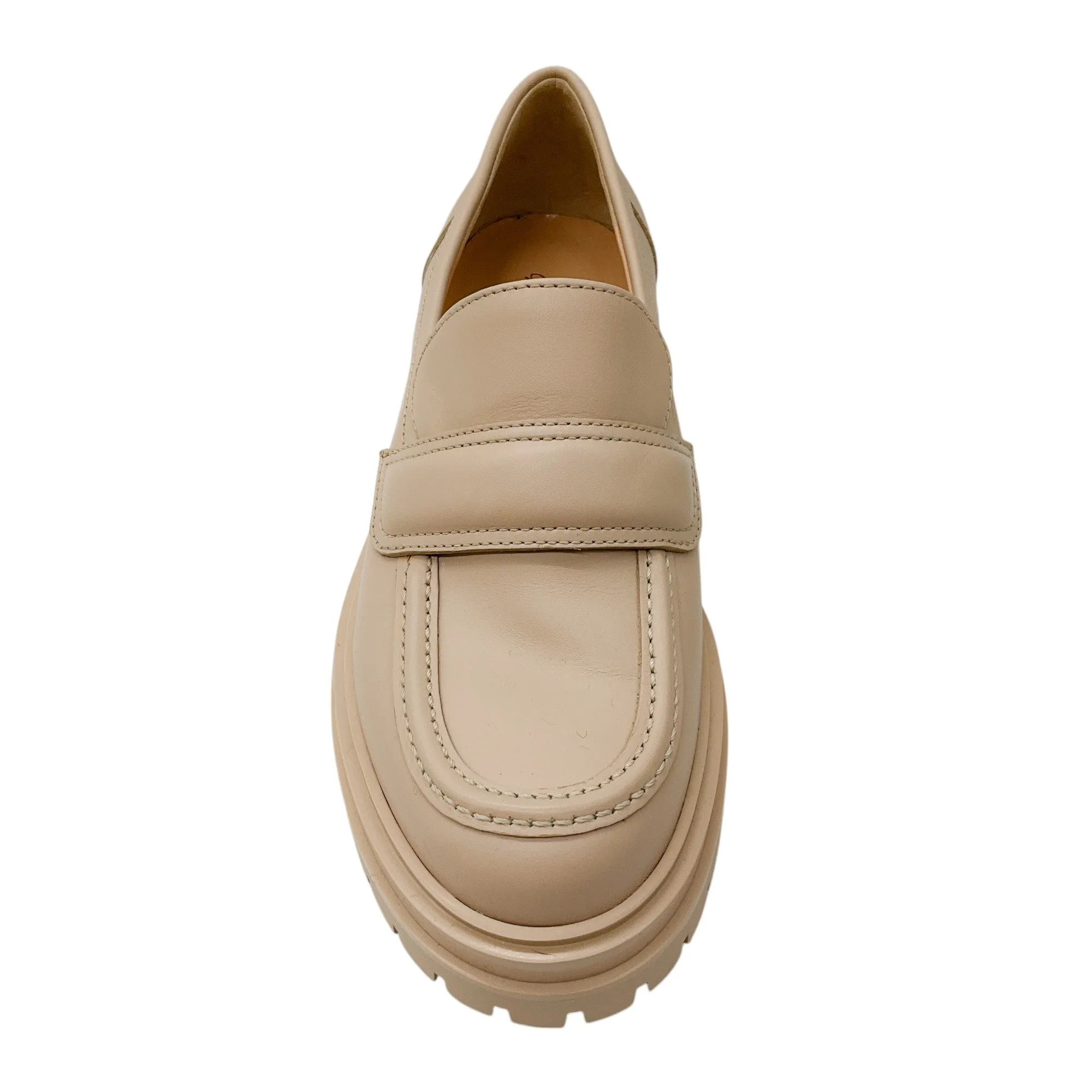 Gianvito Rossi Beige Argo Lug Sole Leather Loafers