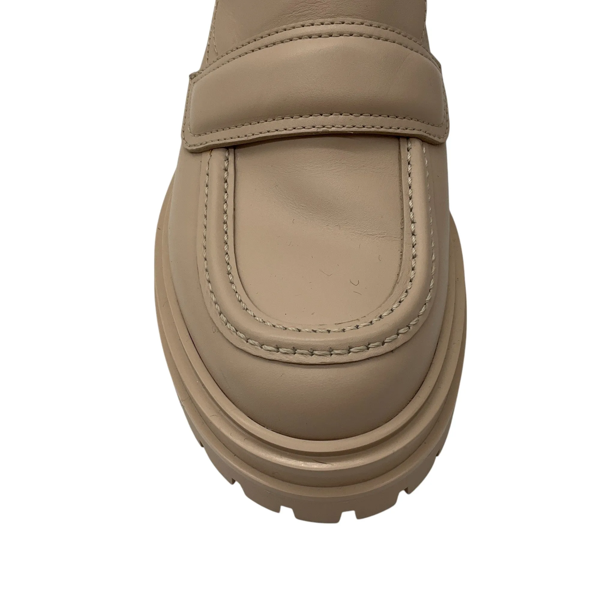 Gianvito Rossi Beige Argo Lug Sole Leather Loafers