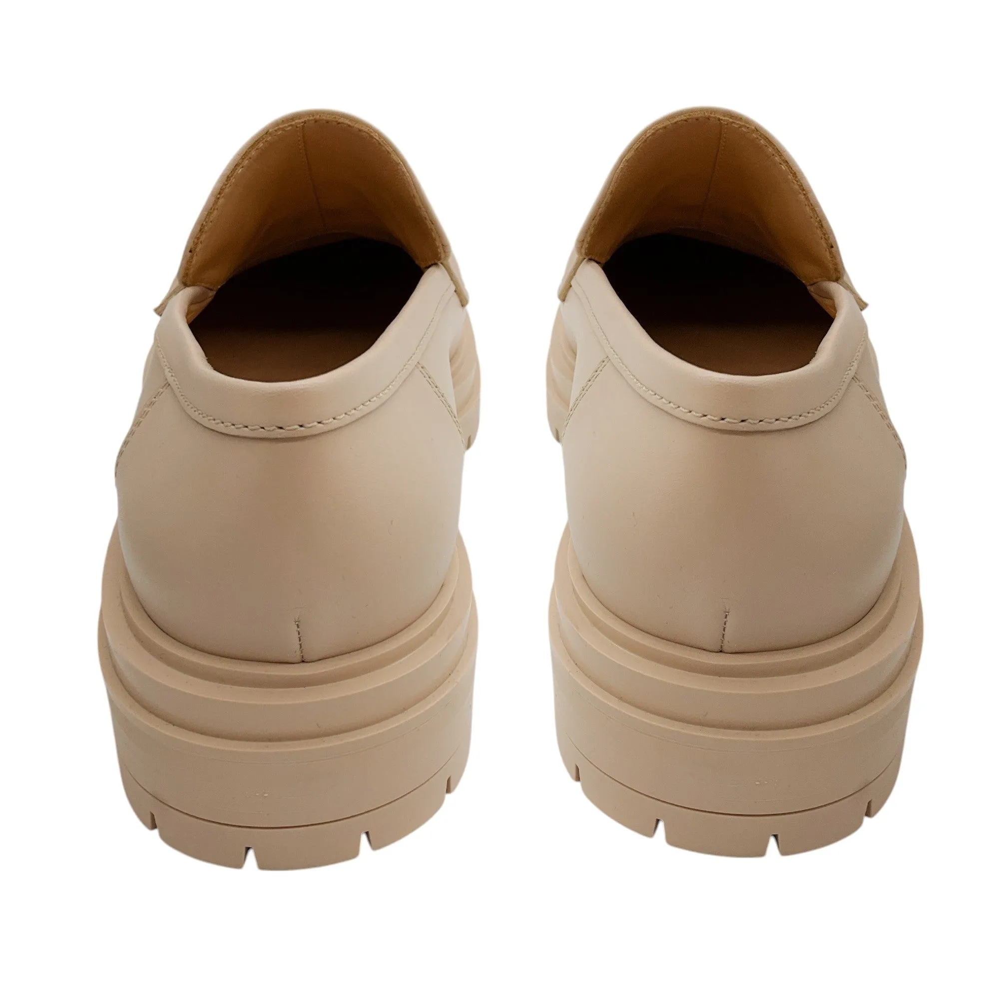 Gianvito Rossi Beige Argo Lug Sole Leather Loafers