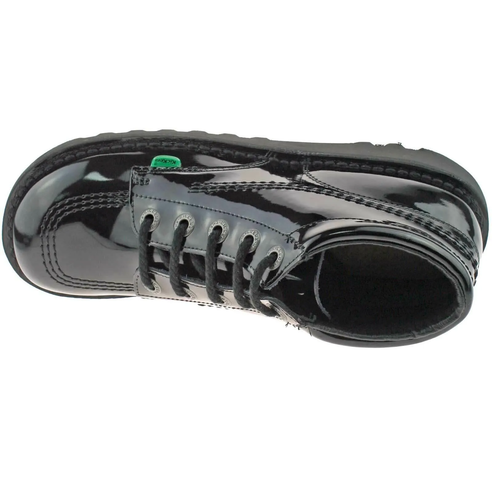 Girls Kids Kickers Kick Hi Black Patent Leather Lace Up School Shoes KF0000409
