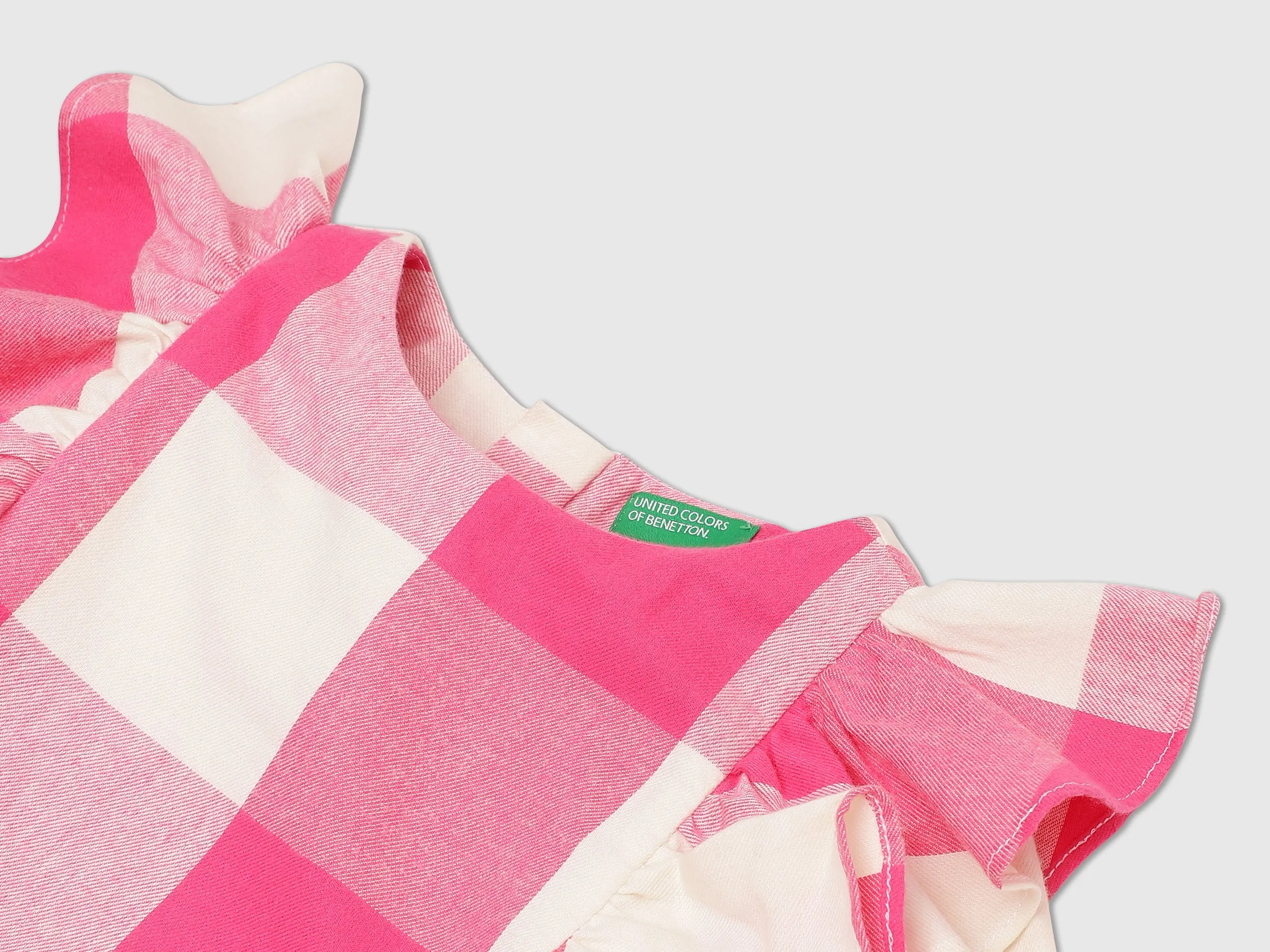Girls Pink Long Sleeve Check Dress