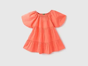 Girls Solid Round Neck Dress