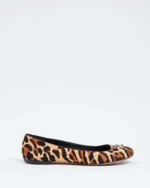 Giuseppe Zanotti Cheetah Print Pony Hair Skull Ballerina Flats - 38.5