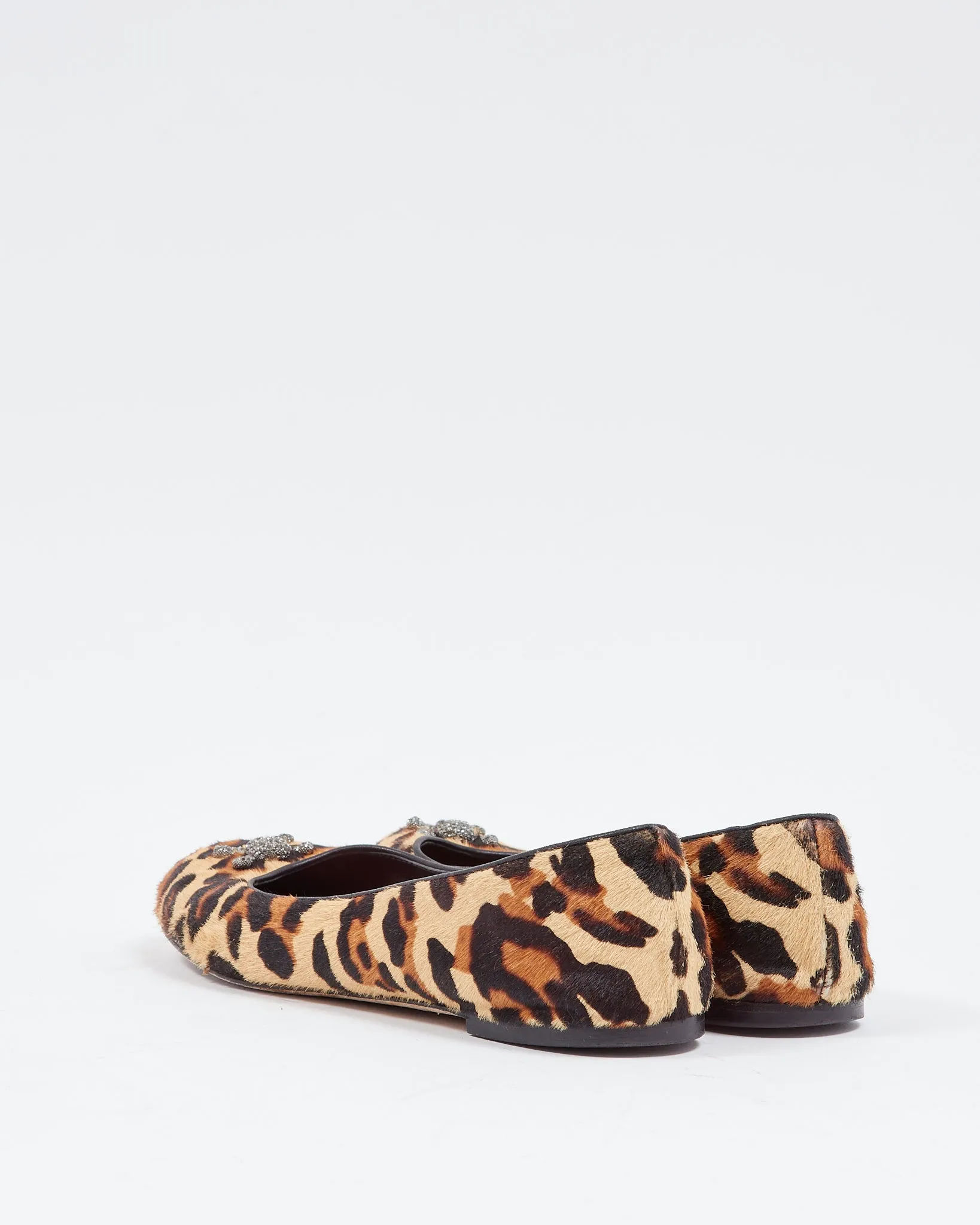 Giuseppe Zanotti Cheetah Print Pony Hair Skull Ballerina Flats - 38.5