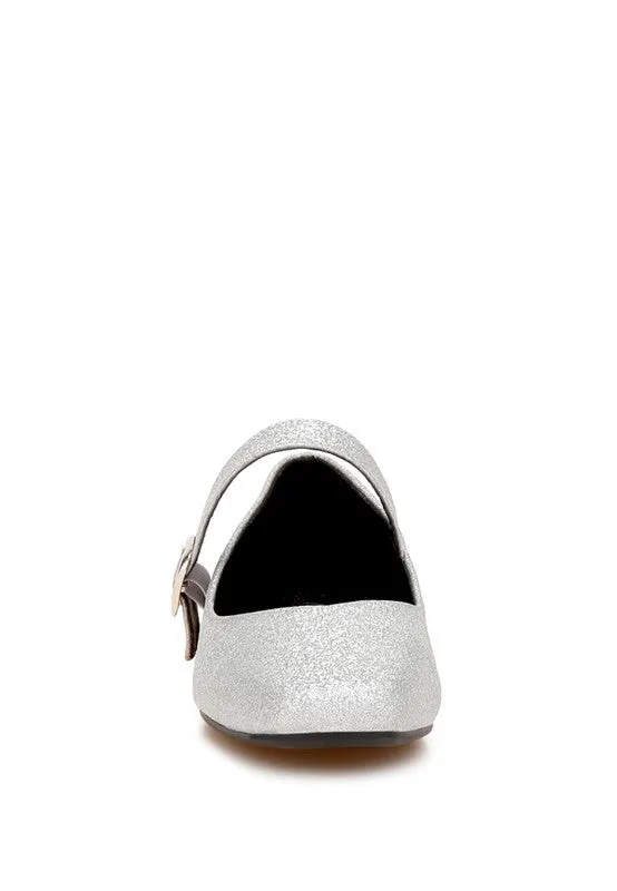 Glitter Pin Buckle Ballerinas