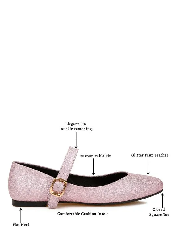 Glitter Pin Buckle Ballerinas