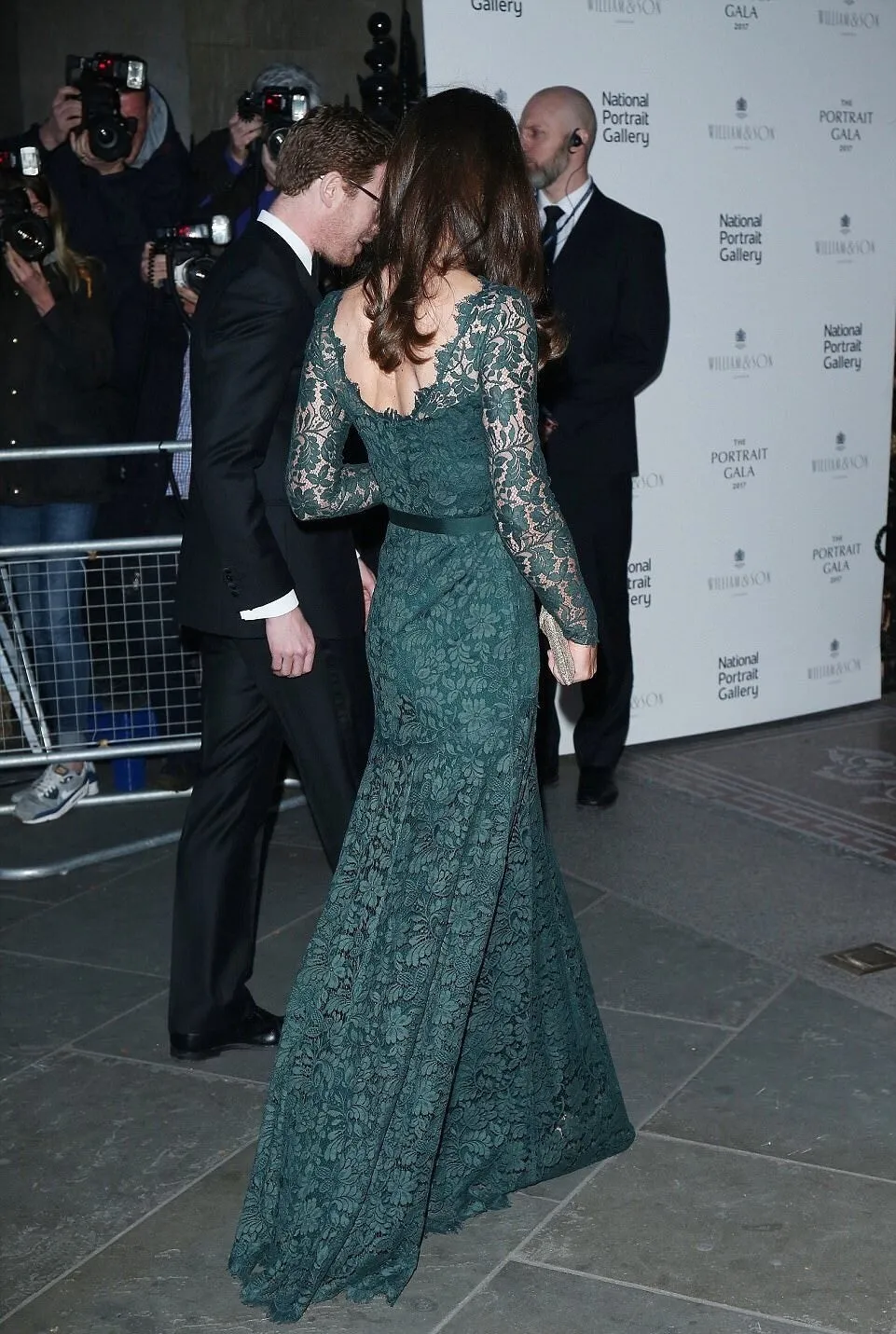 Green Princess Kate Middleton Lace Prom Celebrity Dress National Portrait Gallery