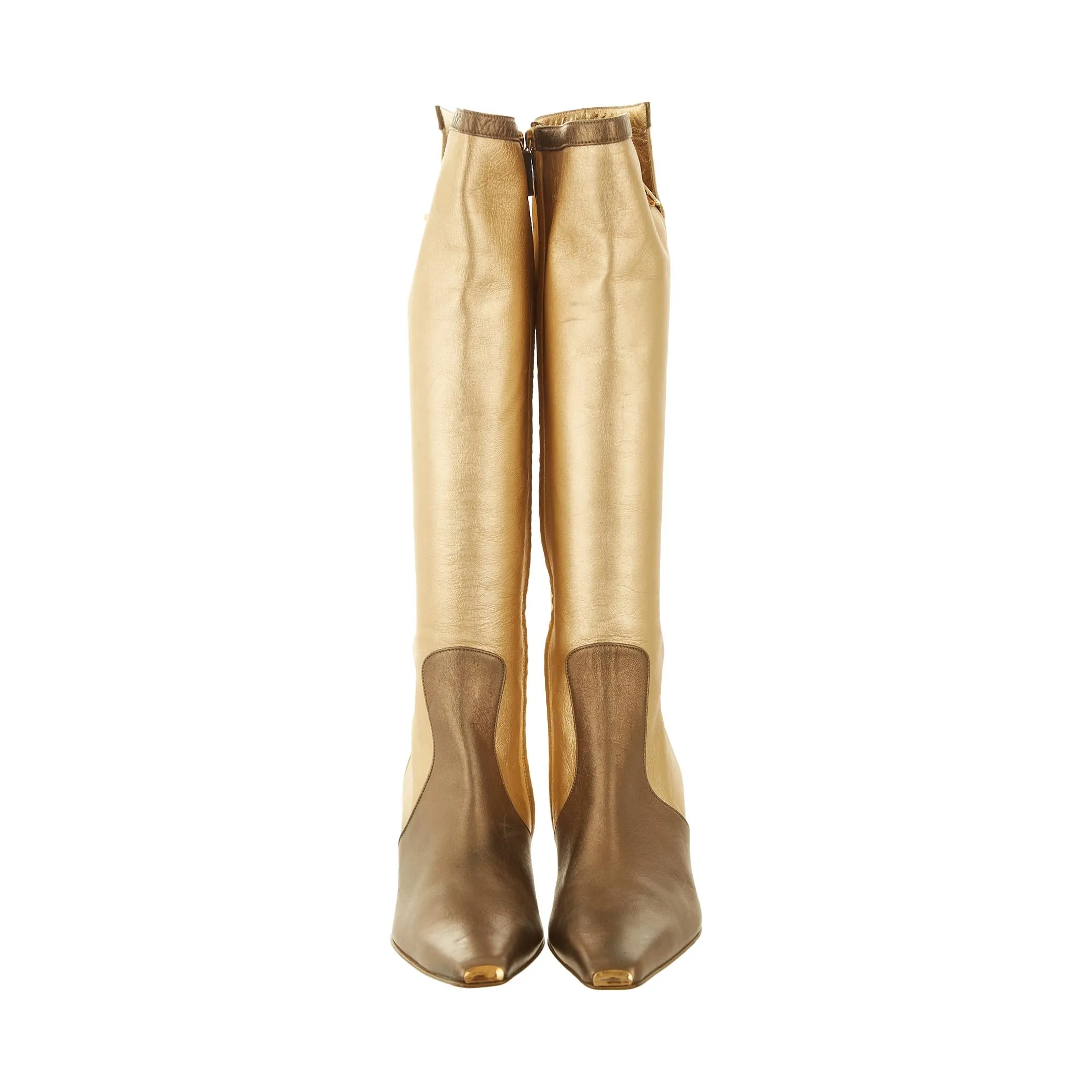 Gucci Gold Knee High Boots