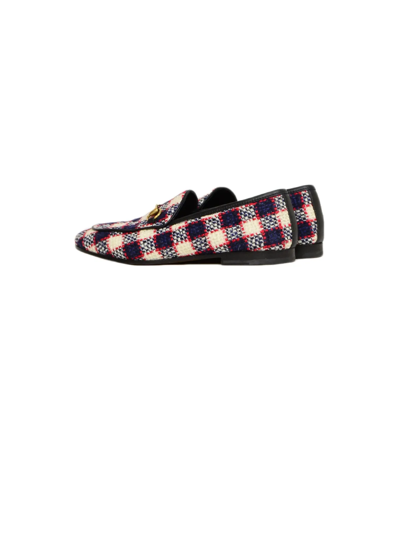 Gucci Plaid New Jordaan Vintage Tweed Check Loafers sz 38