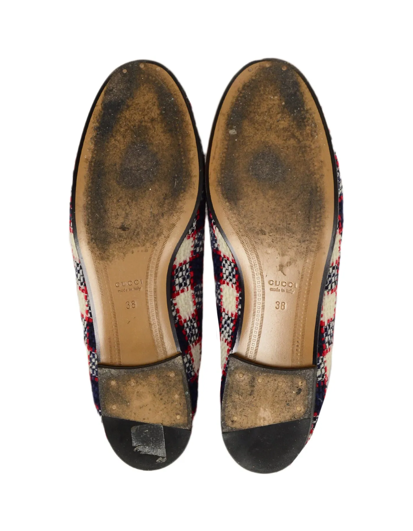 Gucci Plaid New Jordaan Vintage Tweed Check Loafers sz 38