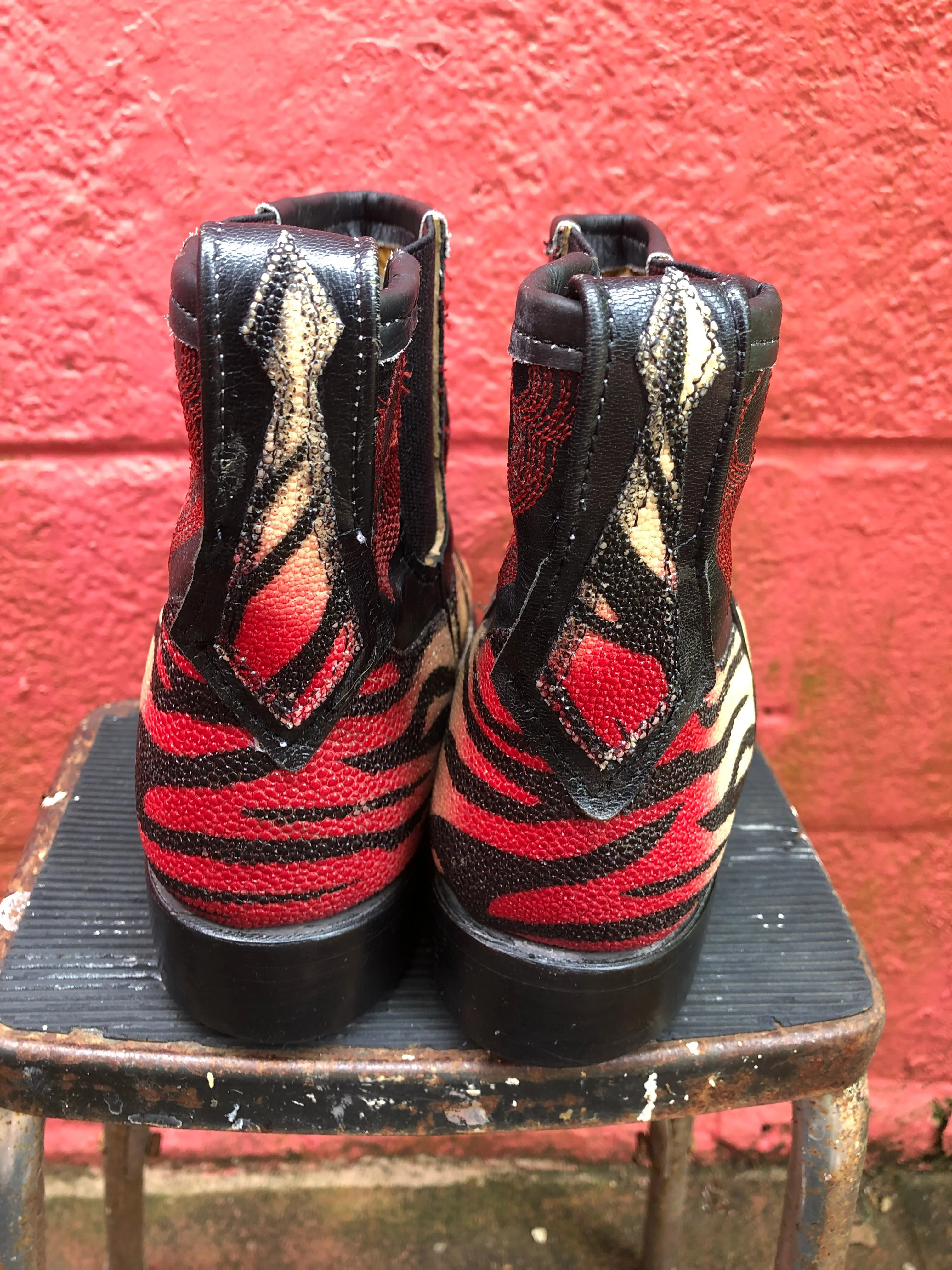Hand painted stingray ankle cowboy boots