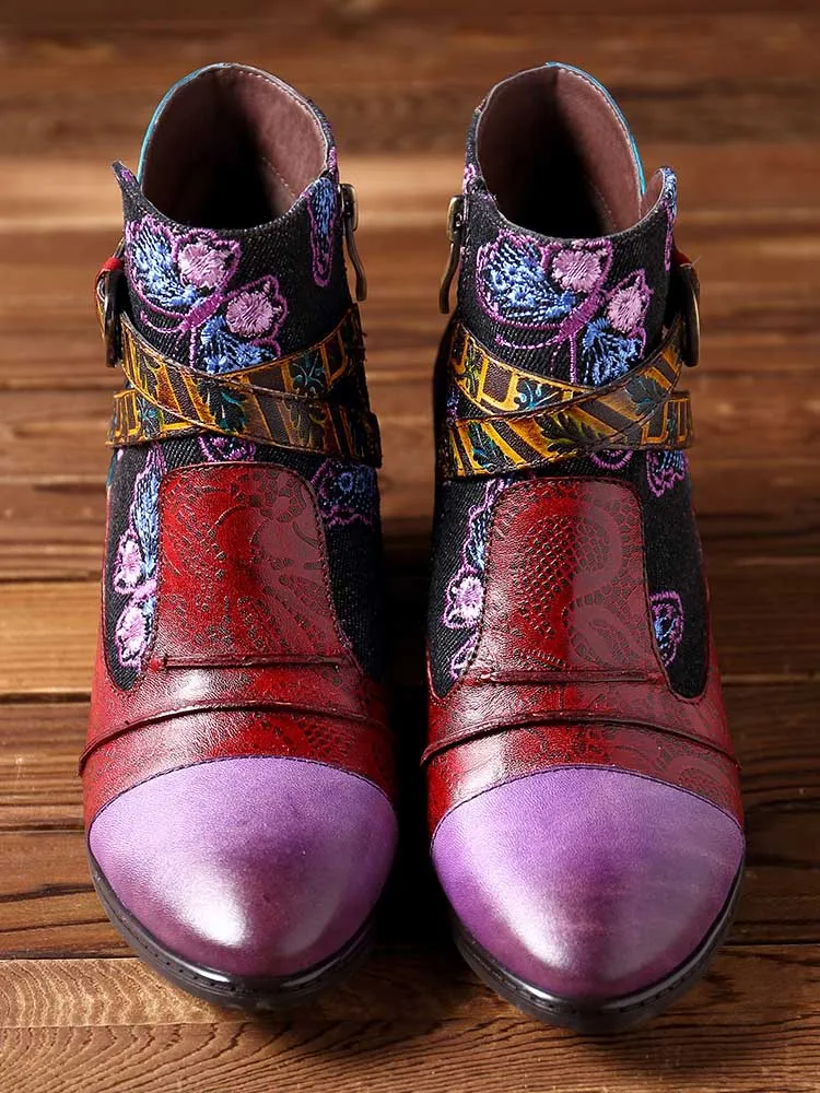 Handmade Retro Leather Ankle Boots