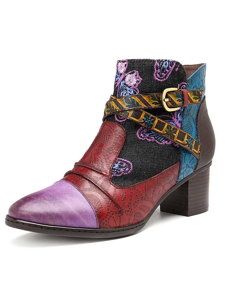 Handmade Retro Leather Ankle Boots