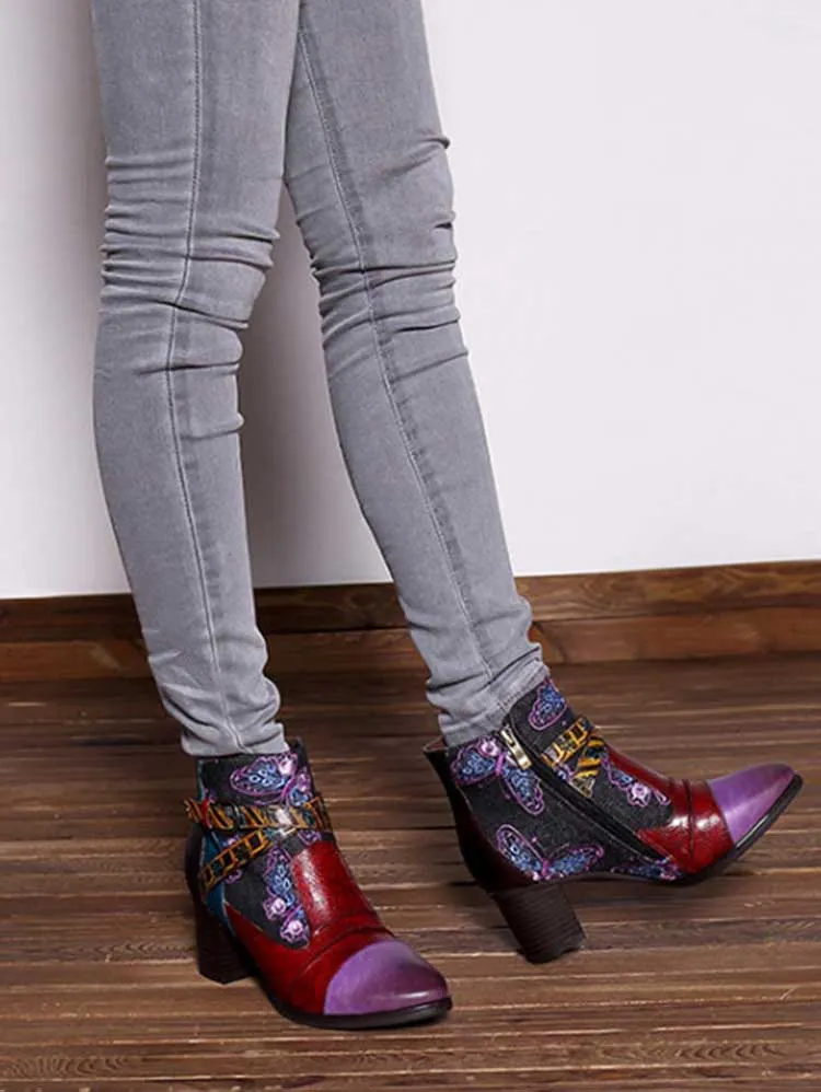 Handmade Retro Leather Ankle Boots