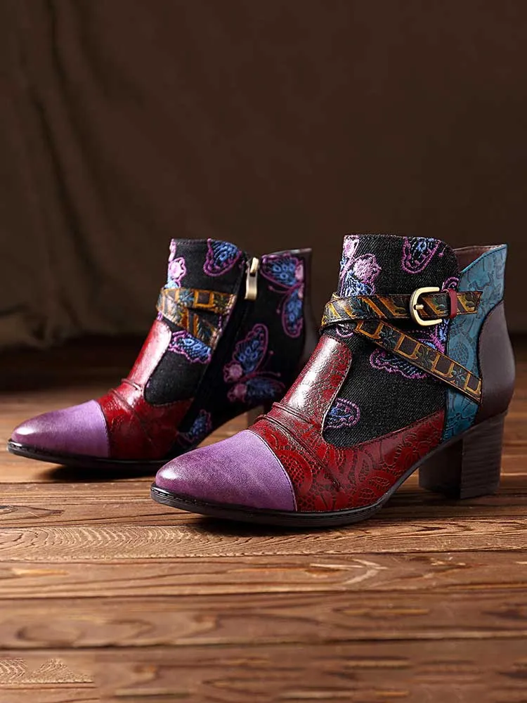 Handmade Retro Leather Ankle Boots