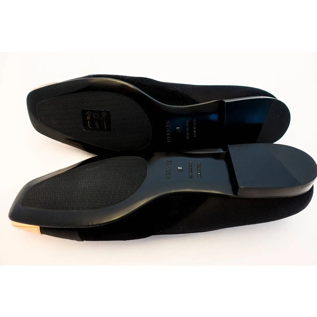 Hermes Ladies' Satin Suede Ballerina Flat Shoes 40 or 9.5 or 10