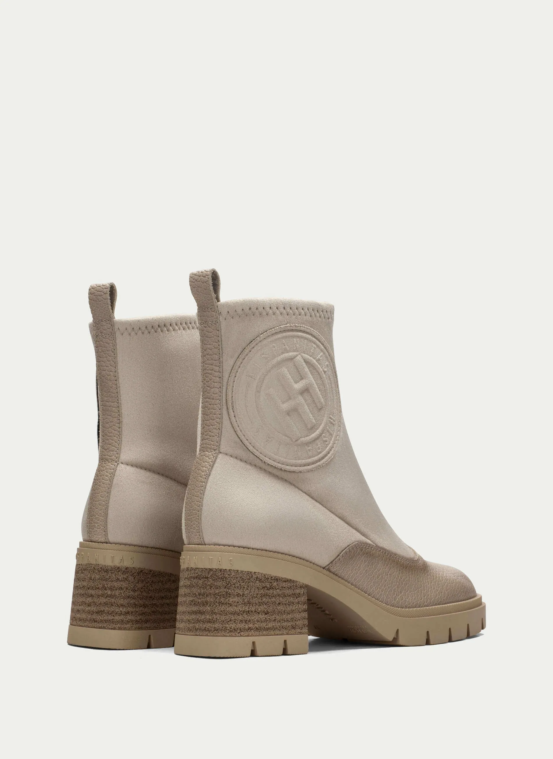 Hispanitas Cream Leather Front Zip Boots