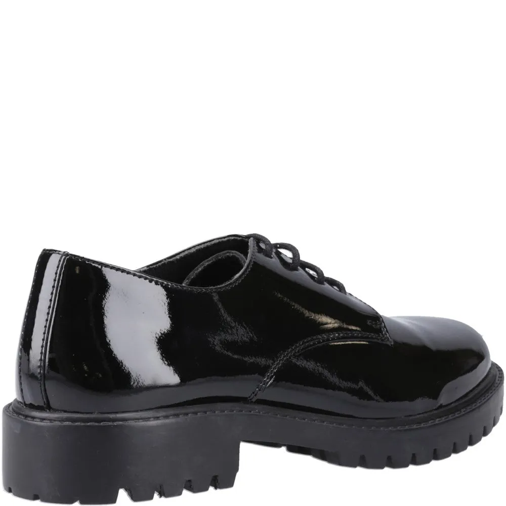Hush Puppies Aubrey Lace Up Patent Junior School Shoes