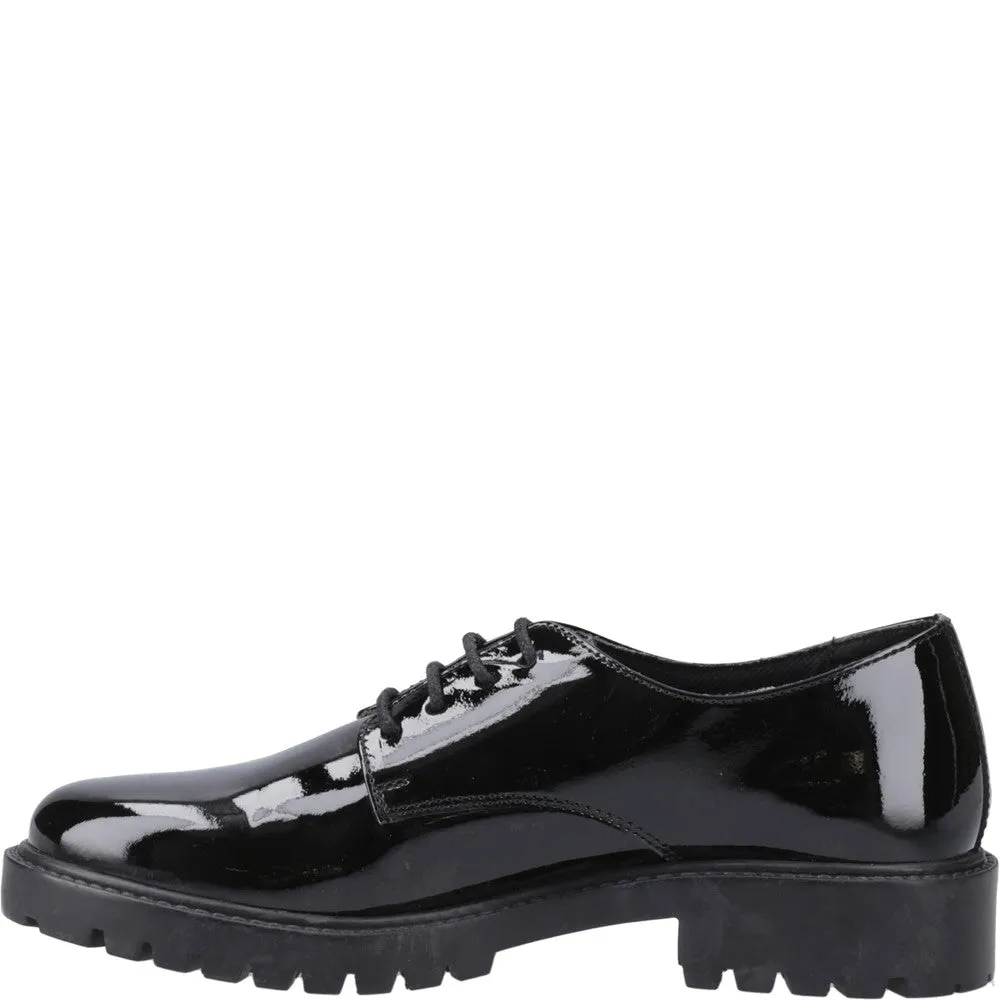 Hush Puppies Aubrey Lace Up Patent Junior School Shoes