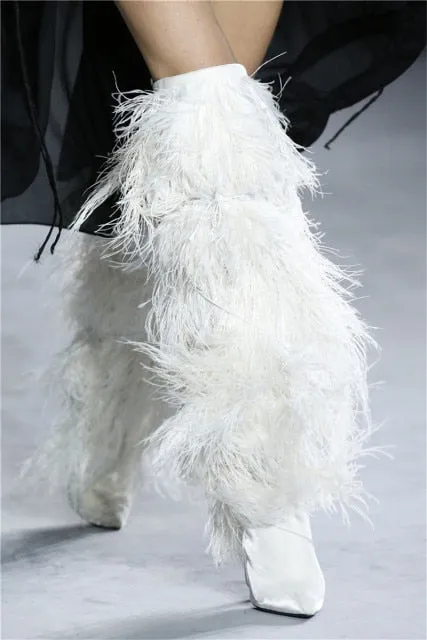 Inspired "Rihanna" Fringe Knee High Boots