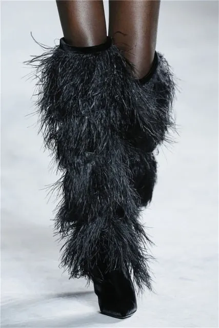 Inspired "Rihanna" Fringe Knee High Boots