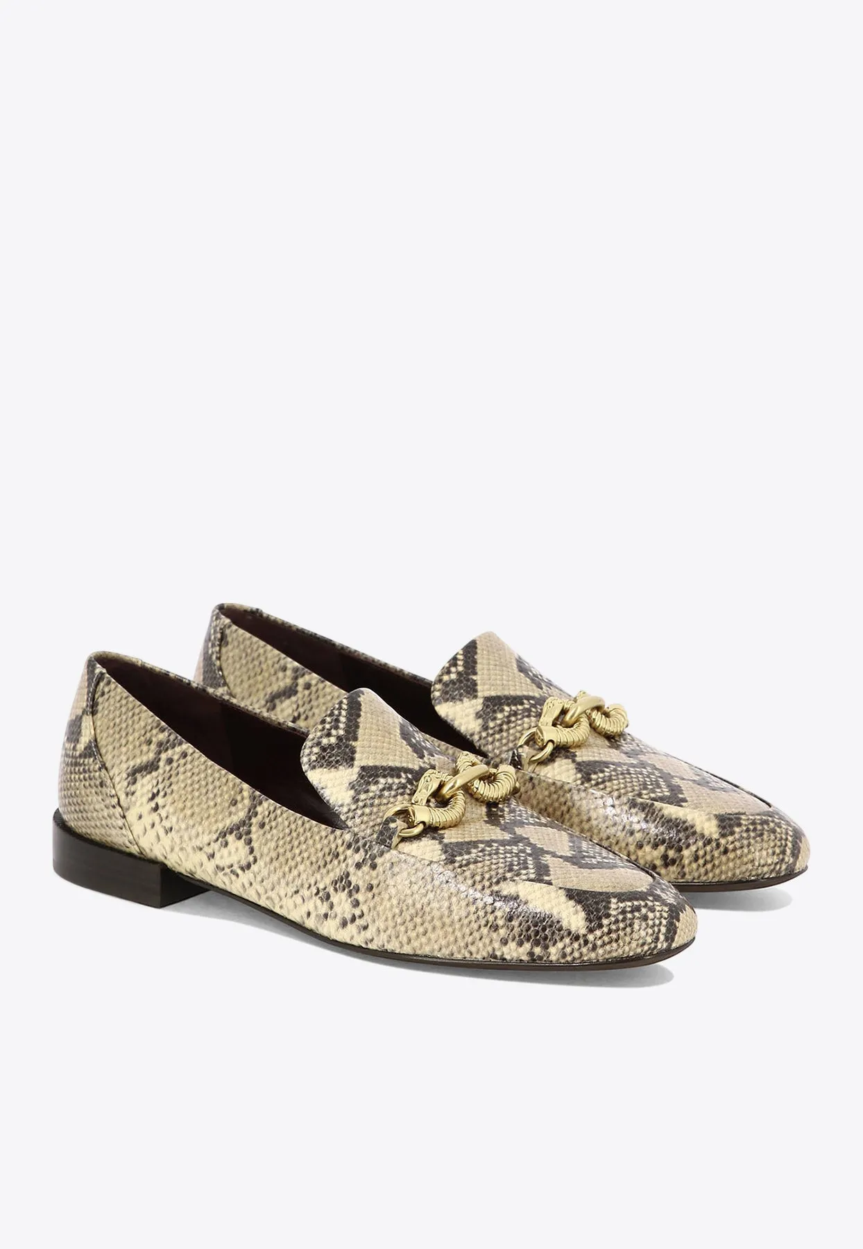 Jessa Python Print Leather Loafers