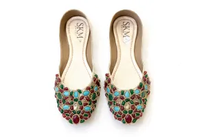 Jewel Embellished Jutti Khussa - Shoes - Women's